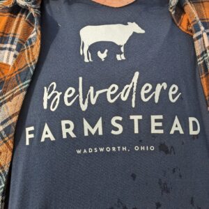 Belvedere Farmstead Logo T-shirt with in navy blue.